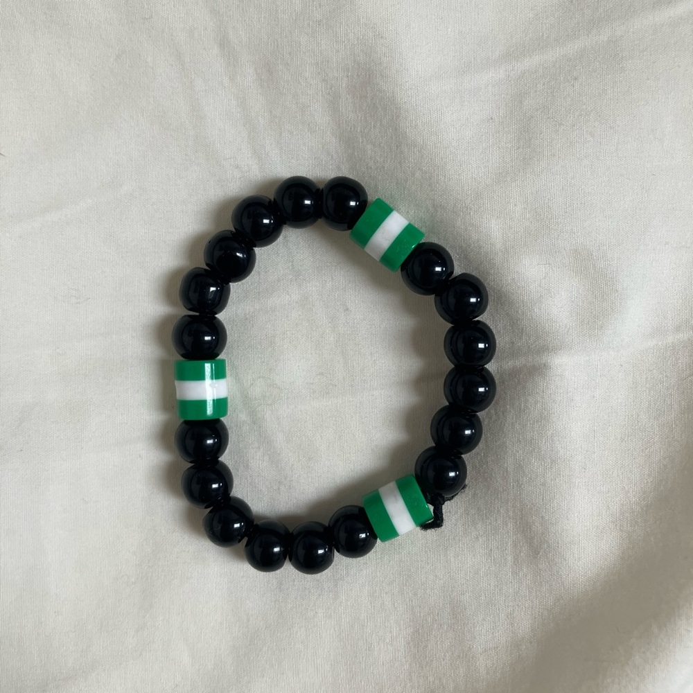 Black and Green Beaded Bracelet